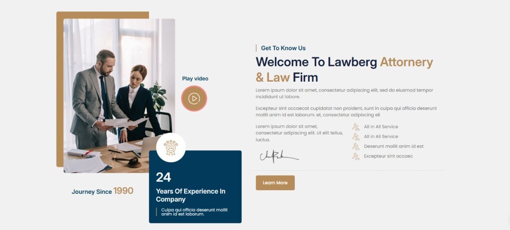 Get To Know Us section for Lawberg Attorney and Law Firm